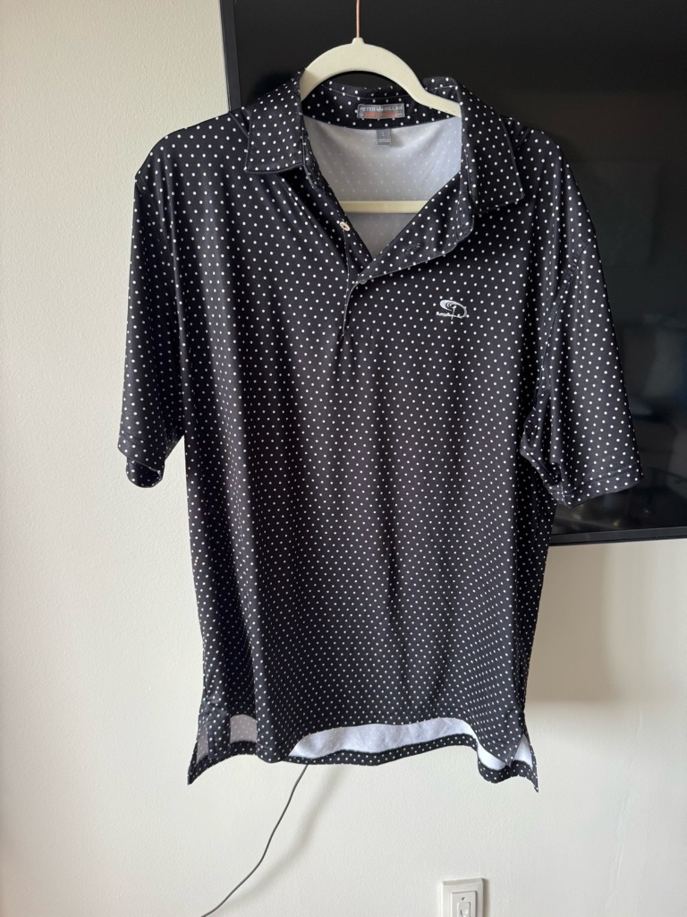 Peter Millar Black Polo with White Micro Dots